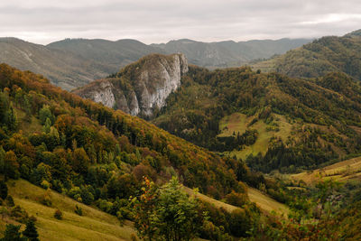 Scenic view of landscape and mountains against sky