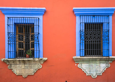 Blue windows of house