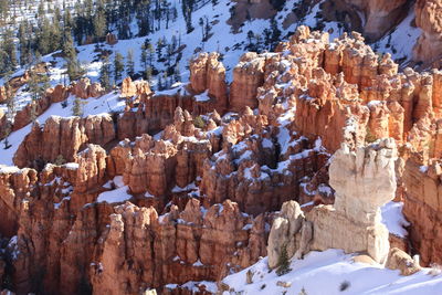 View of rock formations in winter