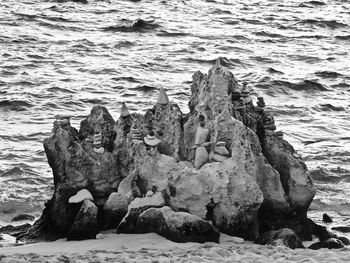 Rock formation on beach