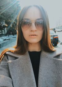 Portrait of woman in city