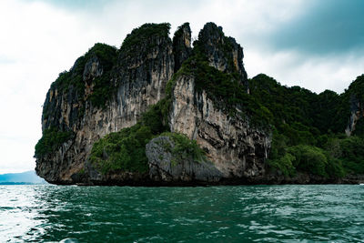 Rock formation in sea