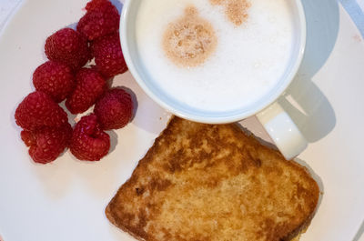 High angle view of breakfast on table