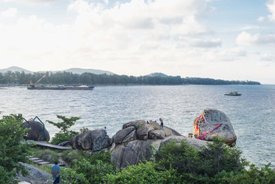 Scenic view of lake against sky