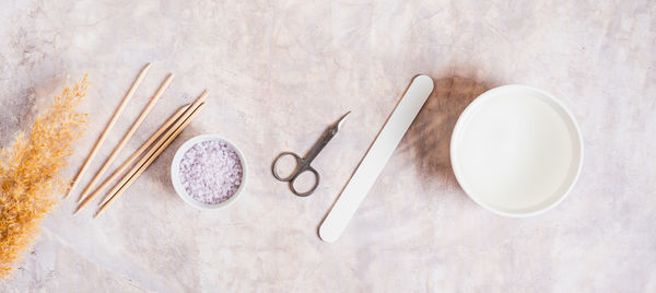 High angle view of chopsticks on table
