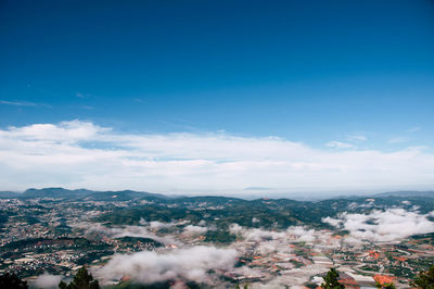 High angle view of townscape against sky