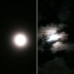 Low angle view of illuminated lights against sky at night