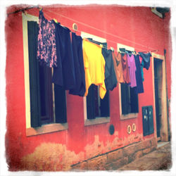 Full frame shot of red wall