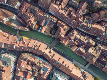 High angle view of buildings in city