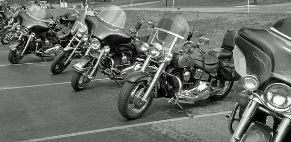 High angle view of motorcycle on road
