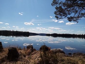 Scenic view of lake against sky