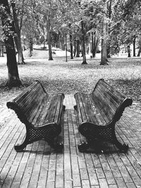 Empty bench in park