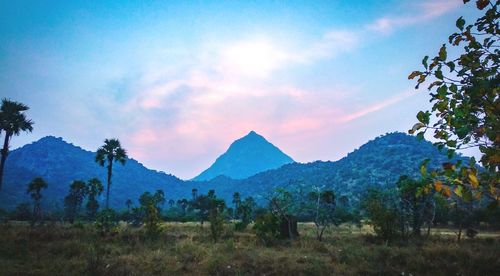 Scenic view of mountains against sky
