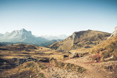 Scenic view of mountains against clear sky