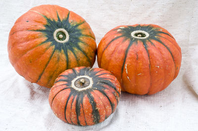 Close-up of pumpkins on table