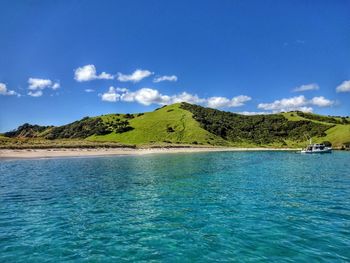 View of swimming pool in sea