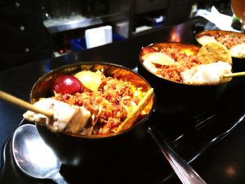Close-up of meal served in plate