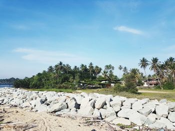 Scenic view of land against sky