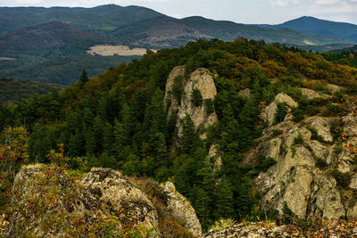 Famous birtvisi canyon landmark with medieval castle hidden between slopes of mountain of canyon