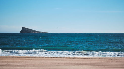 Scenic view of sea against clear sky