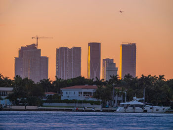 Buildings against sky during sunset