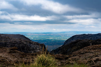 Scenic view of dramatic landscape against sky