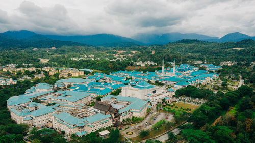 High angle view of townscape against sky