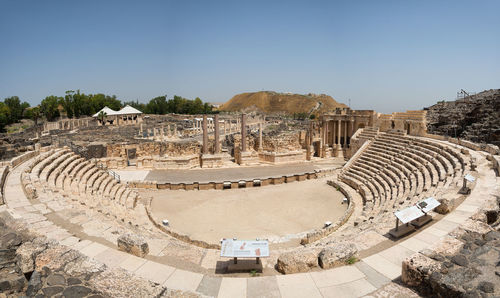 Panoramic view of old ruins against sky in city