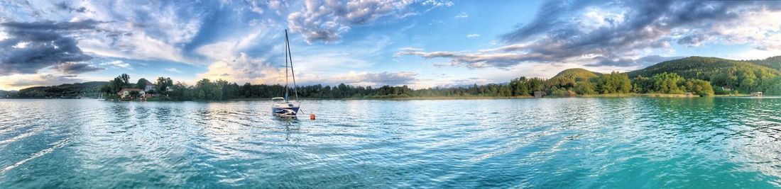 Panoramic view of lake against sky