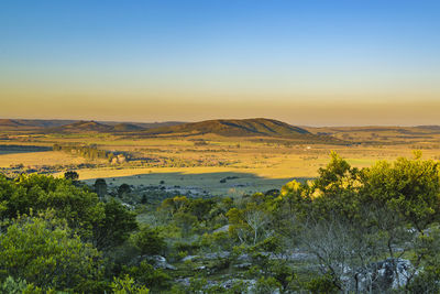 Scenic view of landscape against clear sky