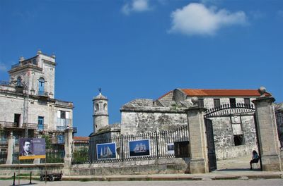 Bell tower against blue sky