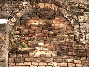 Low angle view of brick wall