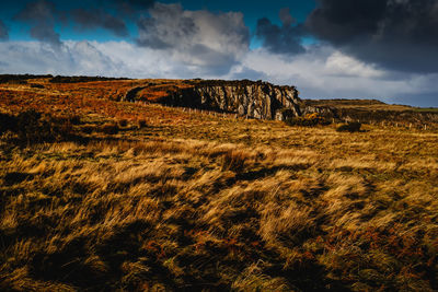 Scenic view of land against sky