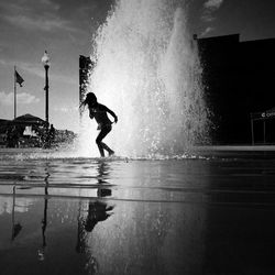 People enjoying fountain