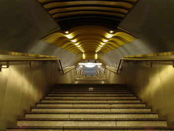 Low angle view of empty subway station