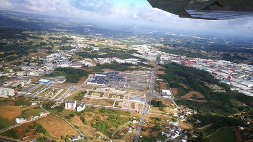 High angle view of townscape against sky
