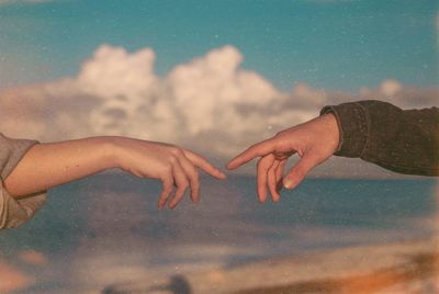 Midsection of man against sky