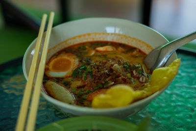 Close-up of soup in bowl