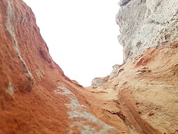 Low angle view of rock formation against sky