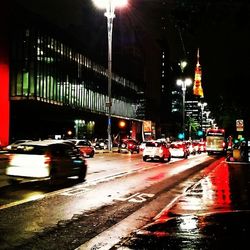 Traffic on road at night