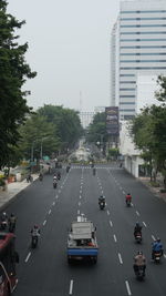 High angle view of city street