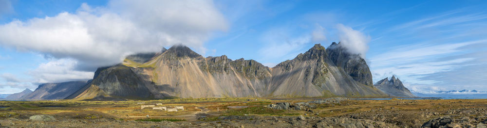 Vesturhorn mountain and black sand dunes, iceland