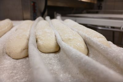 Close-up of dough on textile