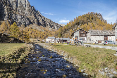 The colours of autumn at the alpe devero, little village in the mountains