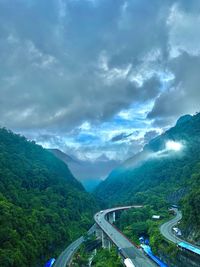 Scenic view of mountains against sky