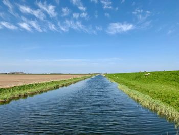 Empty road on field against sky