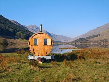 Scenic view of mountains against clear sky