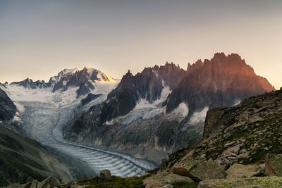 Scenic view of mountains against clear sky