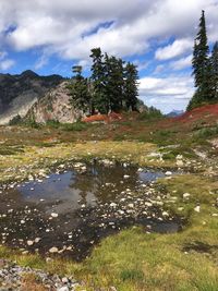 Scenic view of lake against sky