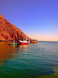 View of calm sea against clear sky